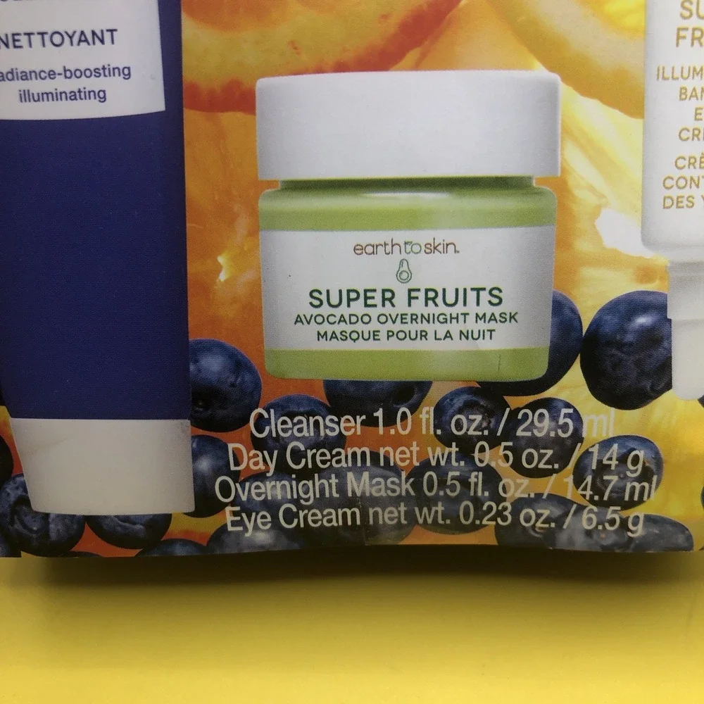 New Earth to Skin Super Fruits Starter Box Set Day & Eye Cream, Cleanser, Mask